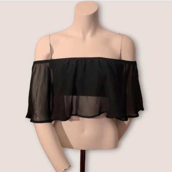 Boho Semi Sheer Multi Way Flowy Crop Top - Picture 1 of 11